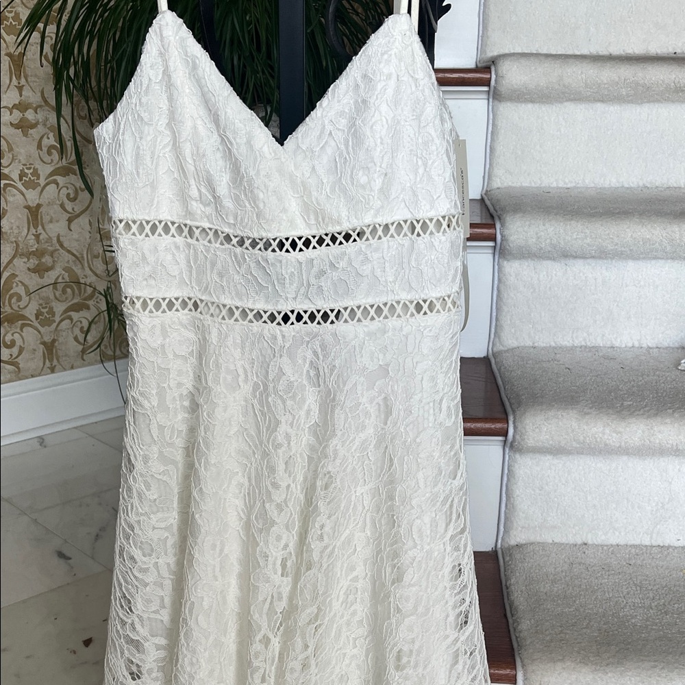 Francesca's Collections Strapless White Lace Dress